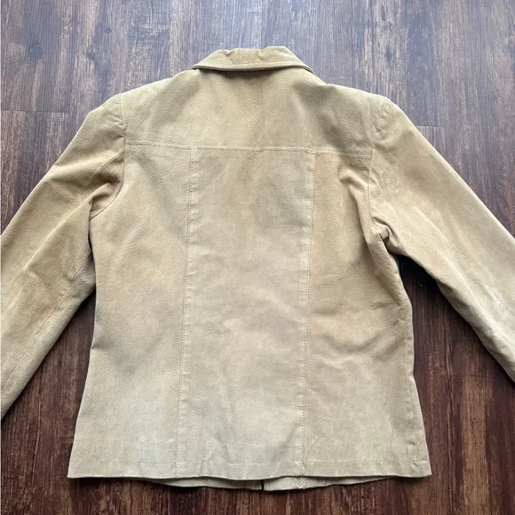 Vintage Me Jane Tan Suede Leather Jacket Floral Embroidered Boho Western Y2K- L - Picture 3 of 9